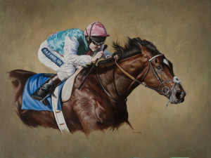 Frankel the race horse, oil on canvas