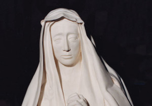 A casting of a copy of The sad Virgin by Alonso El Cano.