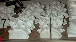 Angels and column capitals cast in reinforced polymer plaster