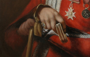 Portrait fo a dog in a military uniform from the 19th C - detail