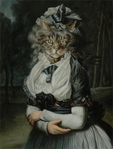 Adaptation of an 18th C portrait with Bob the cat.